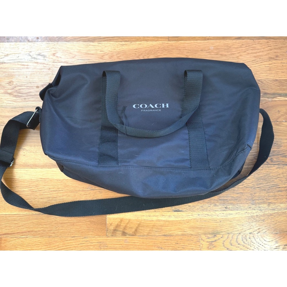 Coach‎ Fragrance Black Nylon Duffle Bag Weekend Travel Carry On Shoulder Strap